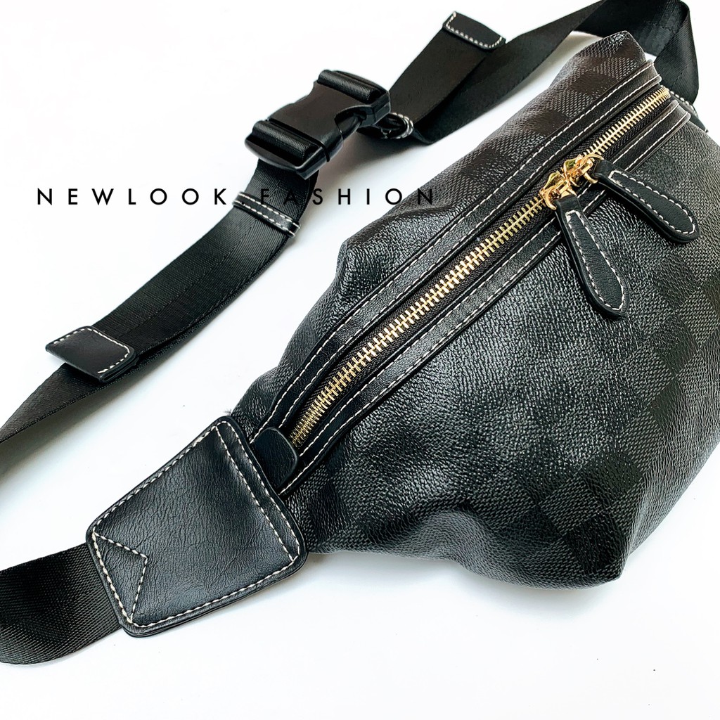 ★ TÚI BAO TỬ ĐEO CHÉO NAM NỮ DA PU HOẠ TIẾT CARO KHOÁ KÉO