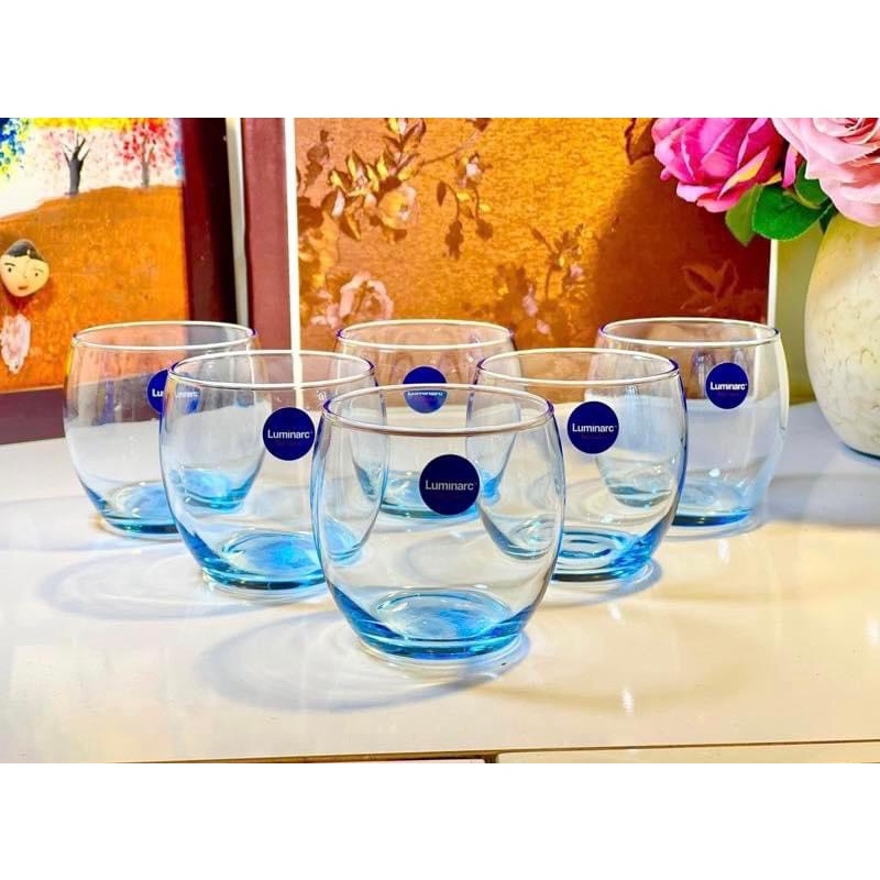 Set 6 cốc thuỷ tinh lùn xanh luminarc 320ml sang trọng