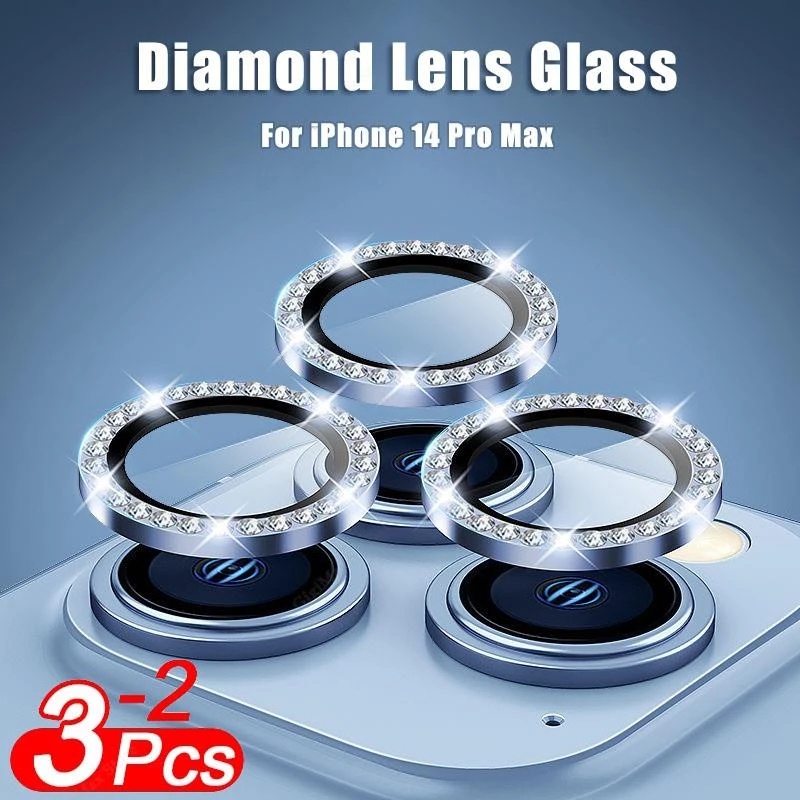 Bộ 3 dán mắt camera kim cương đính đá cho for iPhone 14 pro max ,13 pro max ,13,13 pro, 12 Mini, 12, 12 Pro Max, 11, 11 Pro,
