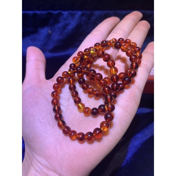 Vòng tay hổ phách nâu cho bé