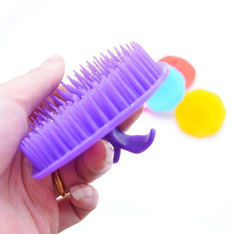 Bàn Chải Gội Đầu Mát Xa Đầu Bằng Silicon 8Cm Màu Sắc Ngẫu Nhiên