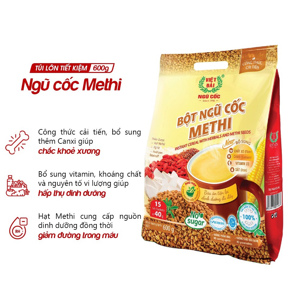 Bột ngũ cốc METHI 600gr- Việt Đài