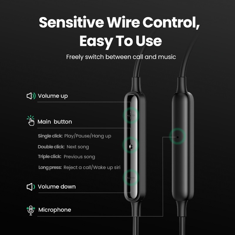 Ugreen Tai Nghe Nhét Tai Jack 3.5mm Cách Âm Có Micro Cho android / mp3 / mp4 / iphone 14 pro max 13 12