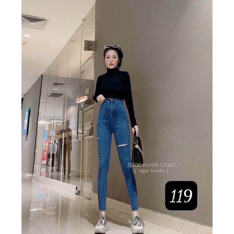 Quần bò cạp cao rách M03