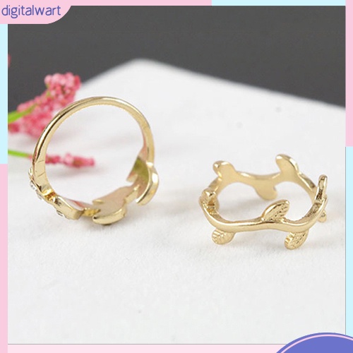 Bộ 3 nhẫn đeo khớp ngón tay hình lá dát đá sáng bóng sang trọng