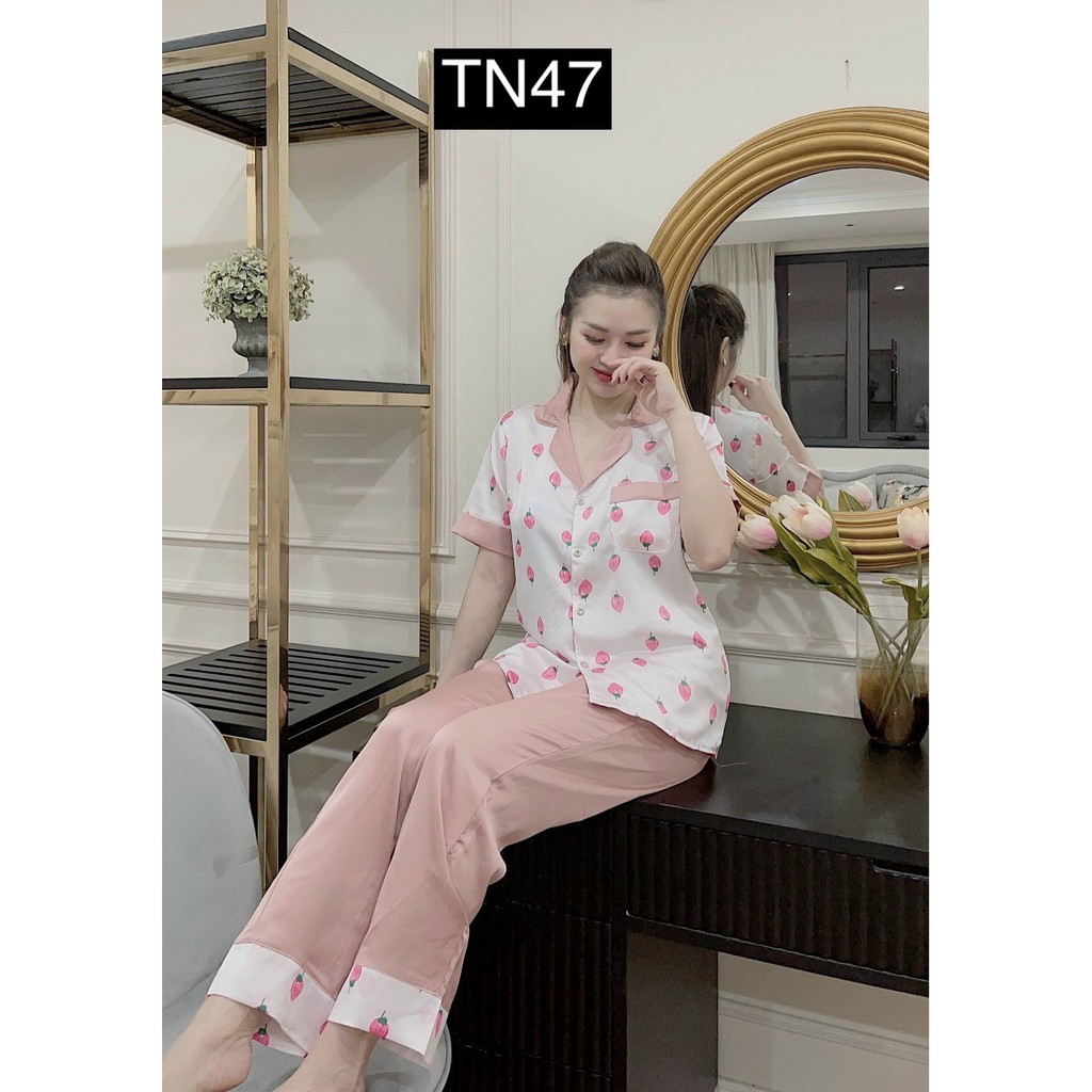 Set Pizama Nữ Mặc Nhà - Đồ Bộ Pijama Ngủ Đồ Bộ Ngủ Nữ Tay Ngắn Satin Cao Cấp Họa Tiết Hot Hit-Kèm Hình Thật Shop Chụp