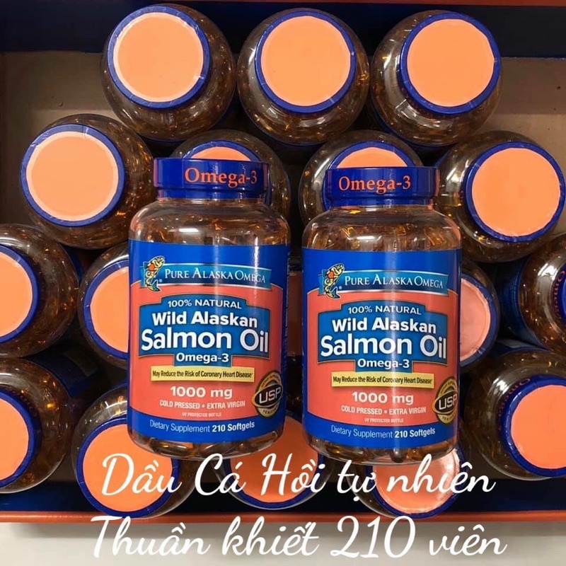 🐬🦖 Viên dầu cá hồi Pure Alaska Omega Wild Alaskan Salmon Oil Omega-3 1000mg 210 viên của Mỹ