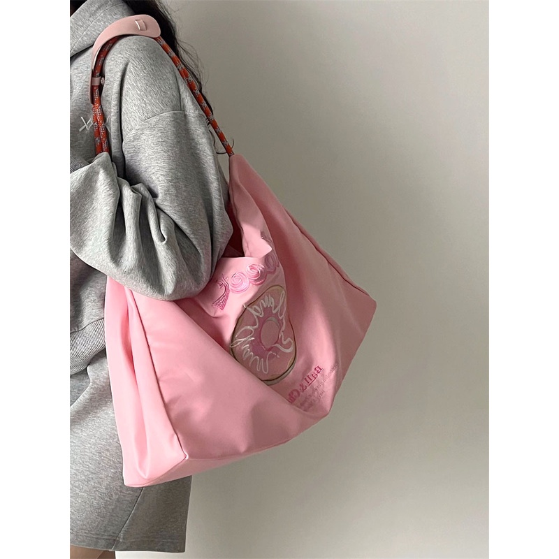 Túi vải nylon Sức Chứa Lớn Thêu Họa Tiết Tối Giản Phong Cách Nhật Bản Mới Cho Nữ 2022