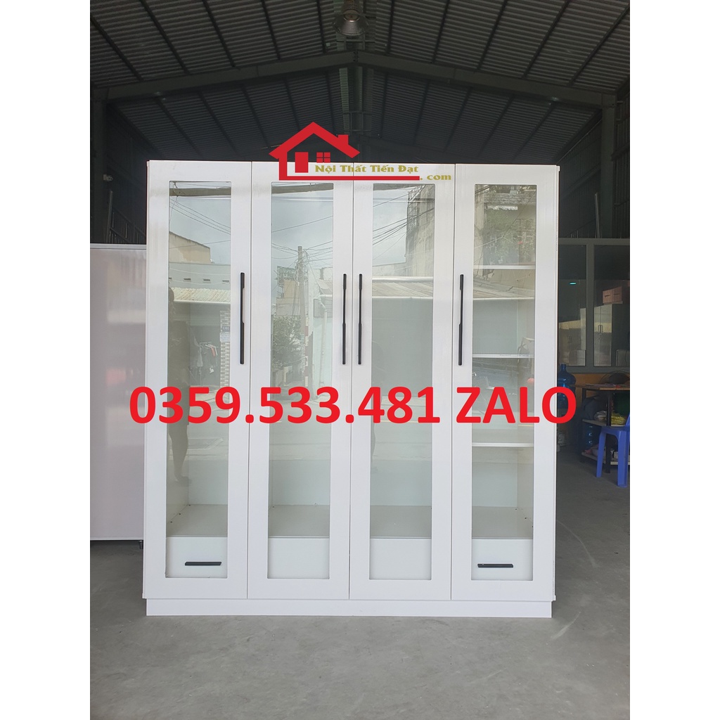 Tủ quần áo cánh kính màu trắng sang trọng Siêu Bền nhựa Ecoplast 1m8x1m6x50 Freeship HCM