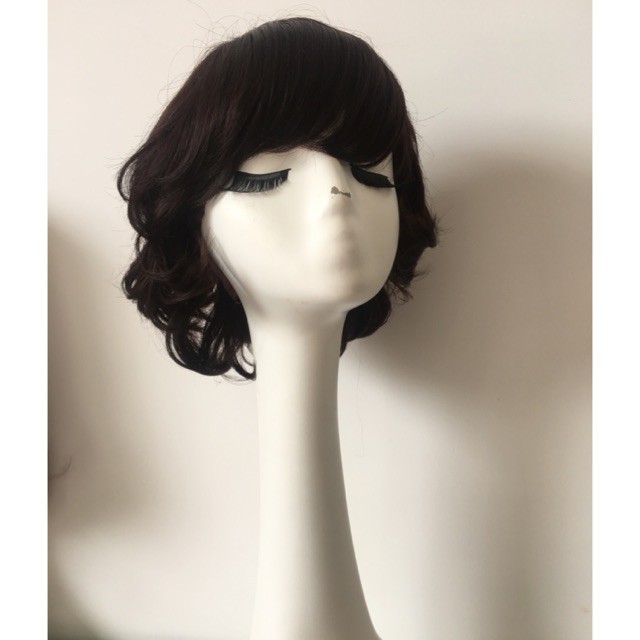 Tóc giả nữ❤️freeship 50k❤️Nguyên đầu xoăn tém-mái xéo-trung niên-tặng lưới chùm tóc