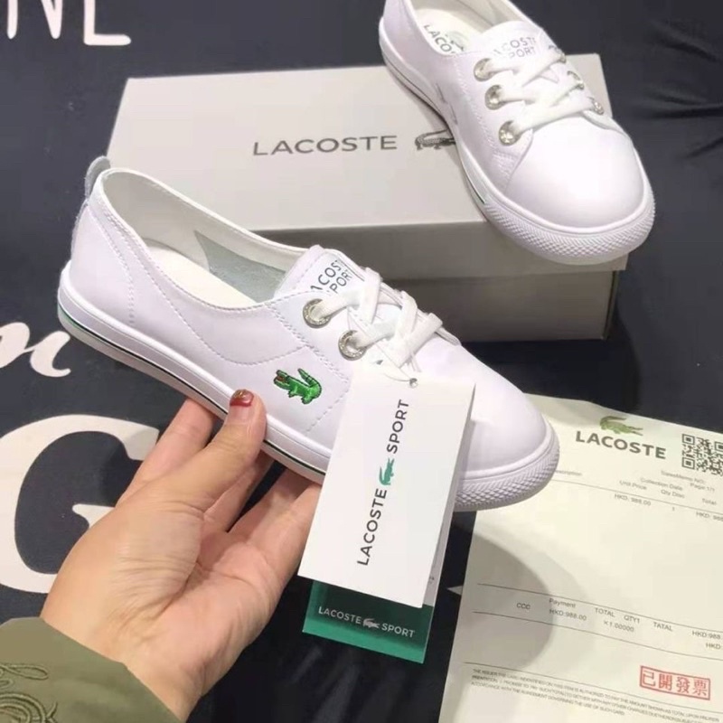 Giày lười lacostte trắng cá sấu fullbox