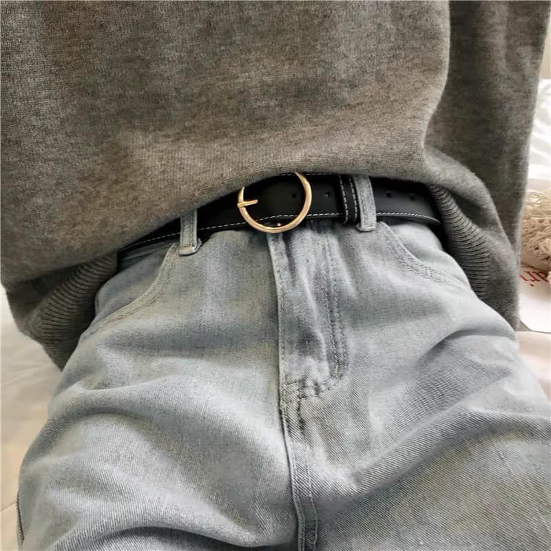 THẮT LƯNG MÓC TRÒN 2 MÀU ĐEN, NÂU