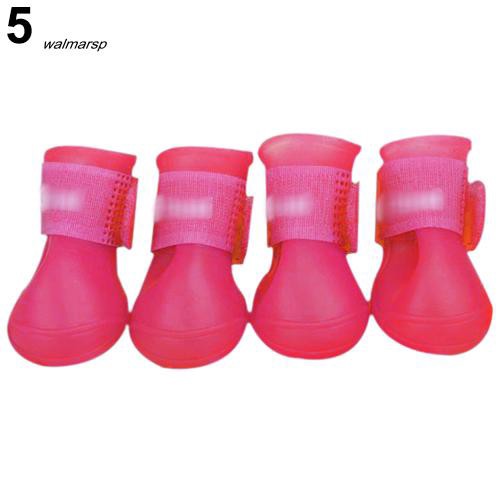 Set 4 giày đi mưa chống thấm nước màu sắc dễ thương cho cún cưng