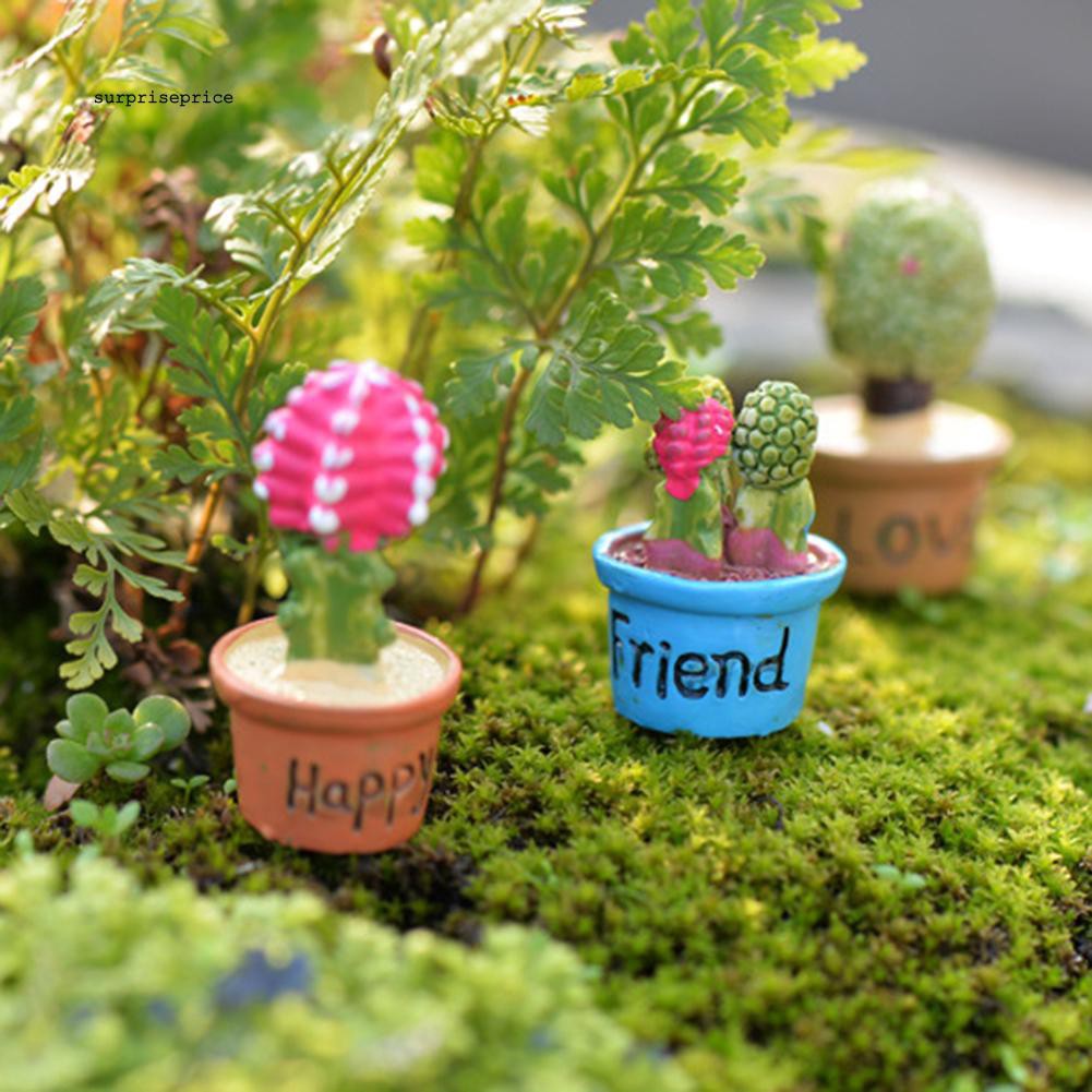 Mô hình chậu cây xương rồng làm từ nhựa resin dùng trang trí tiểu cảnh đa năng