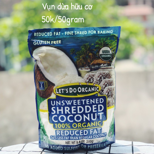 Vụn dừa ít béo hữu cơ Let's do organic