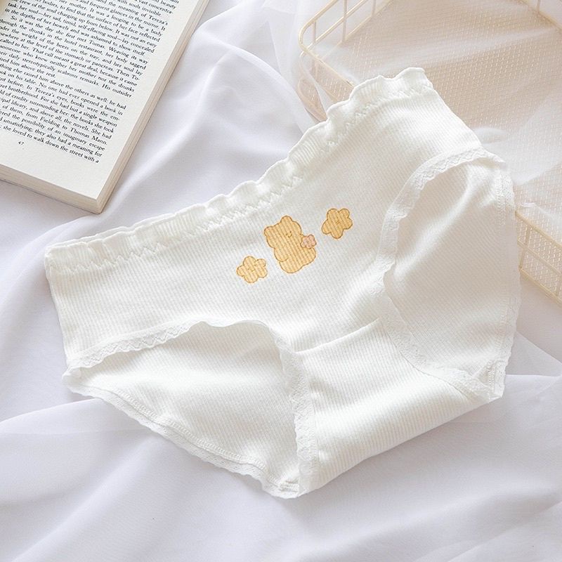Quần Lót Nữ Cotton Tăm Đính Nơ Phối Hoạ Tiết Chấm Bi 2116