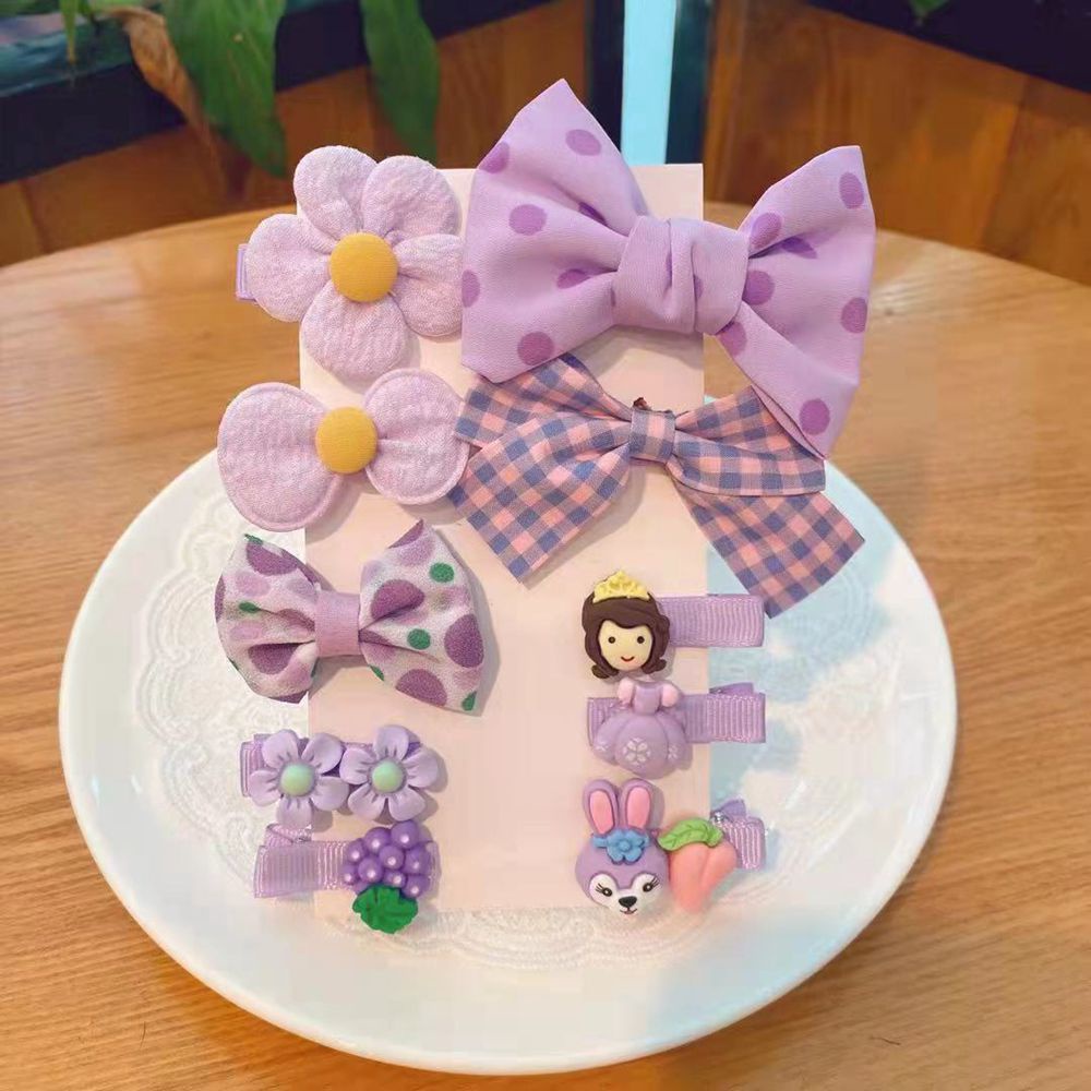 Set 8 kẹp tóc nơ/ hoa nhiều màu dễ thương cho bé -MS08