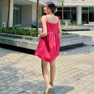 | 𝘽𝙇𝘼𝘾𝙆 𝙁𝙍𝙄𝘿𝘼𝙔 | Váy cami hồng - đen Fabric Holic