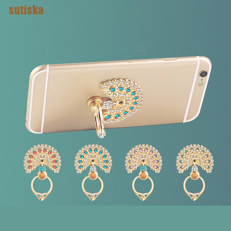 sutiska 360 Degree peacock Finger Ring Mobile Phone Smartphone Stand Holder For Phone GUK