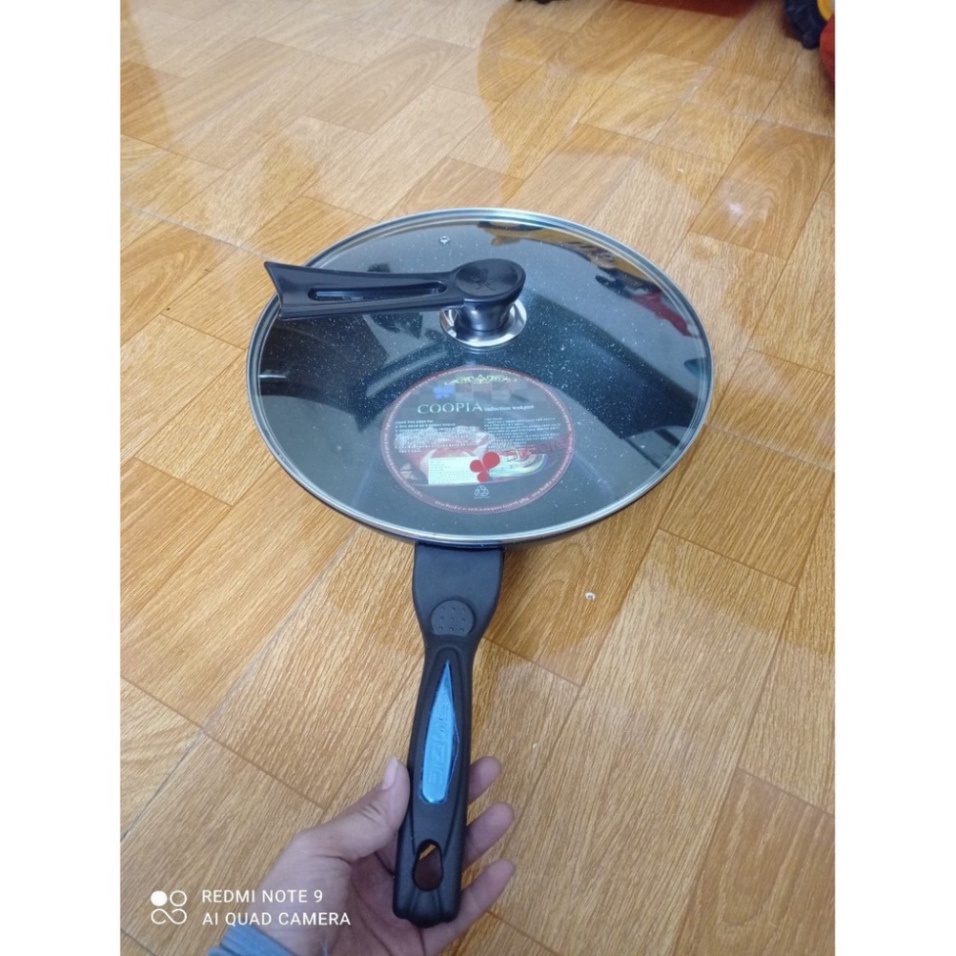Chảo Chống Dính Siêu Bền Đá Sâu Coopia Korea Có Nắp Đậy Đậy Kính Size To 32cm