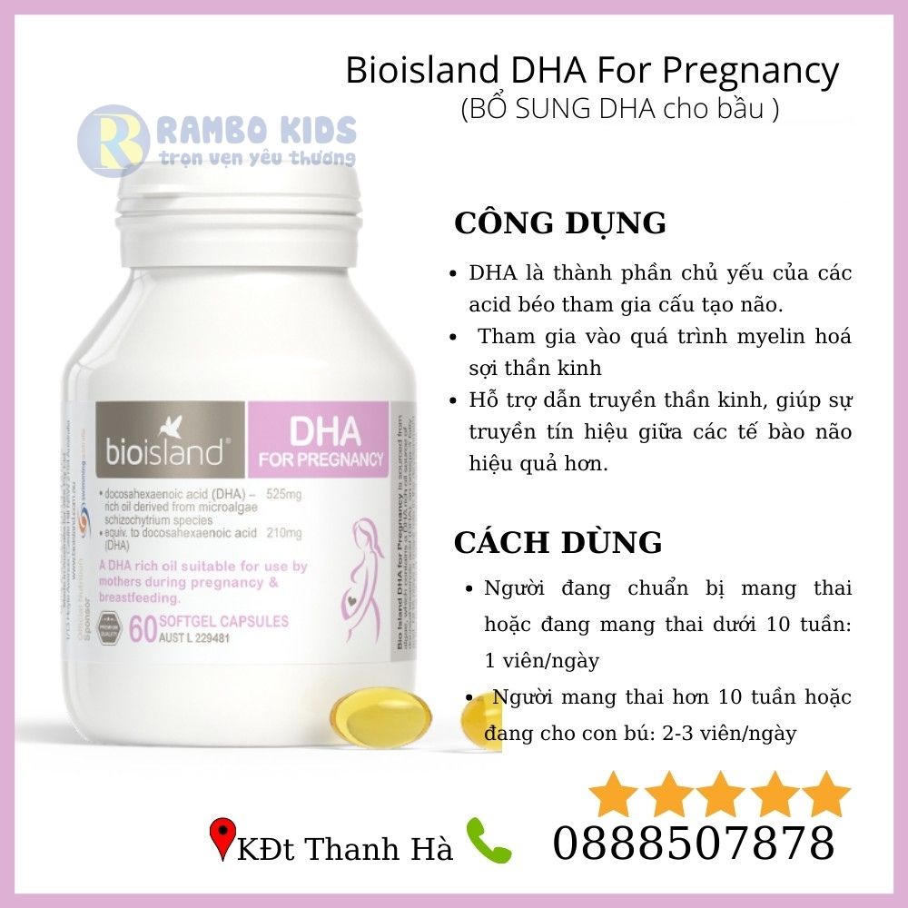 Viên uống bổ sung DHA cho bà bầu Bio Island DHA for Pregnancy 60 viên Shop Rambo Kids