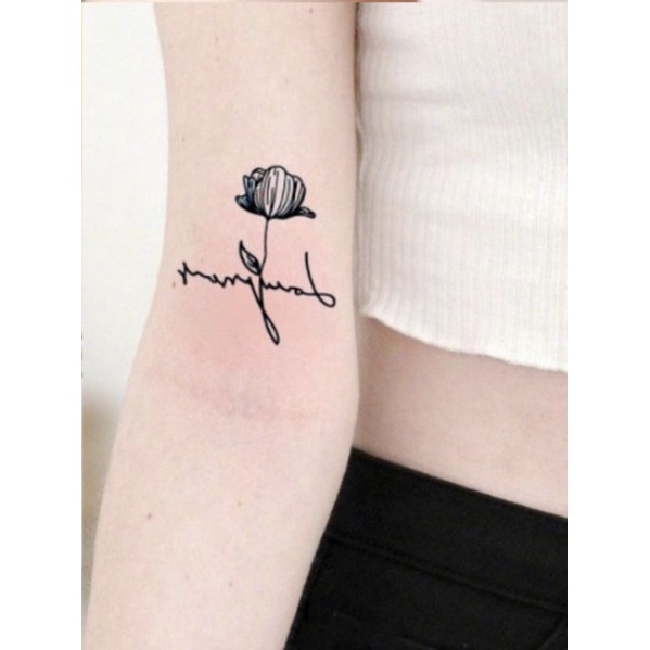 Hình xăm hoa chữ &quot;love yourself&quot; g16. Xăm dán tatoo tạm thời size &lt;10x6cm