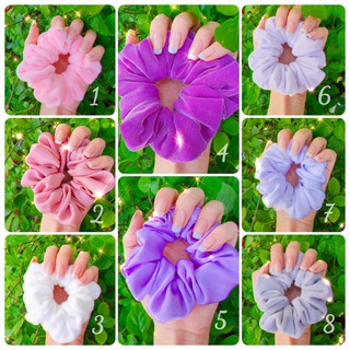 Tổng hợp cột tóc scrunchie màu hồng và tím | Tiệm của Bánh Bèo