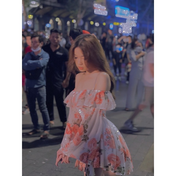 Đầm Bèo tay loe dài xoè