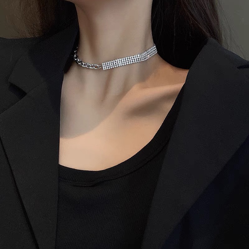 [Đẹp Hơn Hình] Dây Chuyền Hợp Kim 4 Hàng Đá Phối Xích Siêu Đẹp Mainia Shop