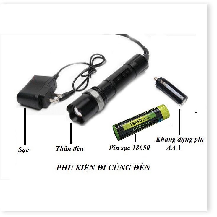 Đèn pin vỏ kim loại siêu sáng siêu bền XSL - kèm sạc