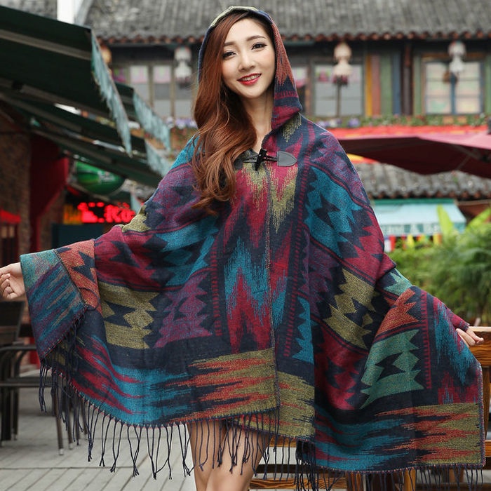 [spot] Áo choàng dày có mũ trùm đầu phong cách Nepal Tibet giữ ấm mùa thu đông thời trang cho nữ [Hanchao life]
 | BigBuy360 - bigbuy360.vn