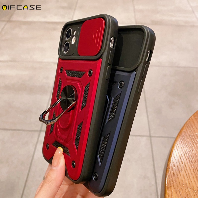 Ốp điện thoại có nắp trượt bảo vệ camera chống sốc thích hợp cho Iphone 12 Mini 12 11 Pro Max