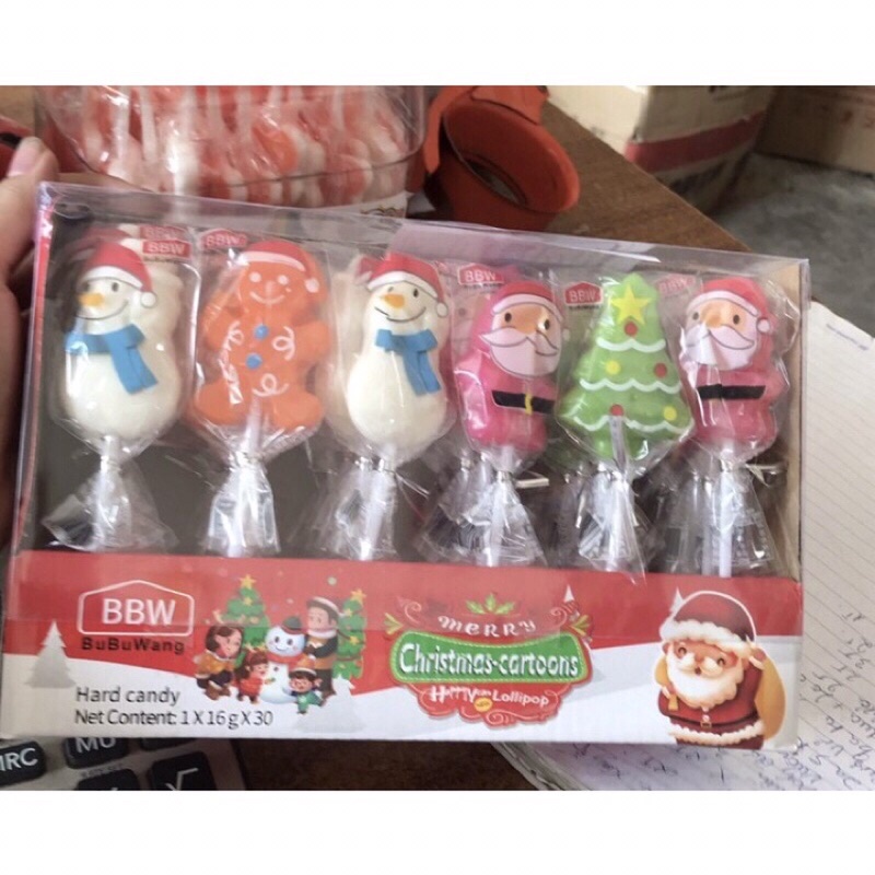 Hộp 30 chiếc kẹo mút hình noel , người tuyết