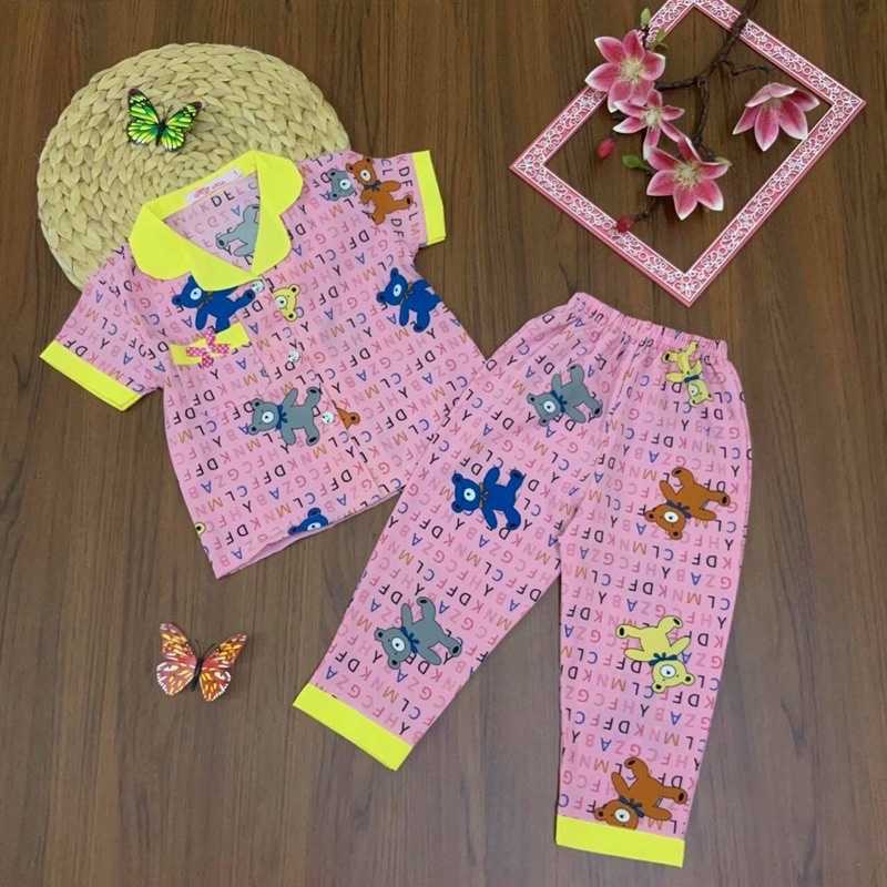 [Ngẫu Nhiên] Bộ Đồ Ngủ Pijama Vải Lụa Ngắn Tay Quần Dài Cho Bé Gái (12-32KG) - Hirokids