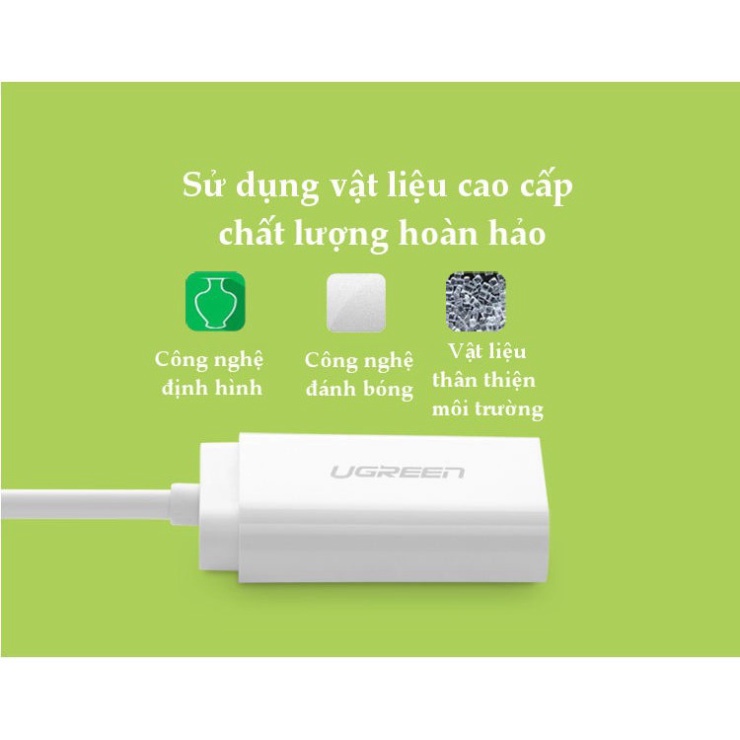 Dây USB 2.0 UGREEN US205 mở rộng sang đồng thời 2 cổng 3.5mm cho tai nghe + mic