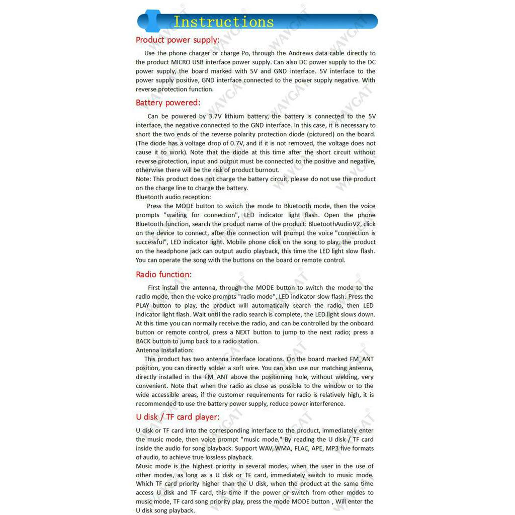 Bảng mạch nhận tín hiệu âm thanh bluetooth hỗ trợ usb thẻ TF chuyên dụng tiện lợi