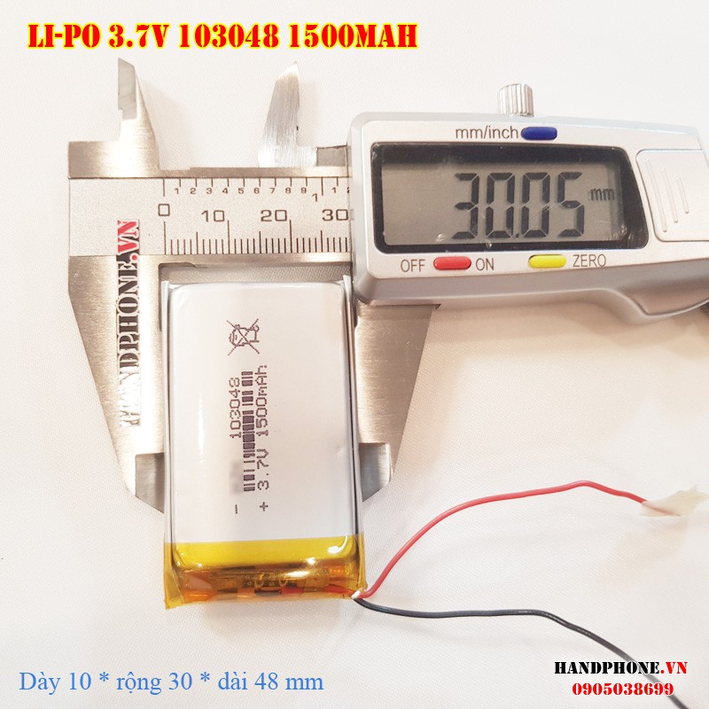 Pin Li-Po 3.7V 1500mAh 103048 103050 (Lithium Polymer) cho điện thoại, loa Bluetooth, định vị GPS, camera hành trinh