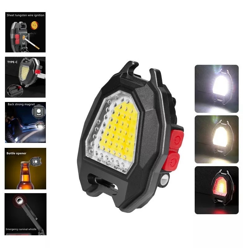 HBK ĐÈN MÓC KHOÁ ĐA NĂNG 5 IN 1 tặng cáp sạc dây đeo hộp đựng có chế độ khẩn cấp chớp lead đỏ