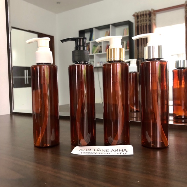 Chai lọ 100ml / 150ml màu nâu, trong suốt chiết mỹ phẩm- chai pet nhựa xịt sương/ xịt giọt/ nắp nhôm/ nắp bật/ xịt kính
