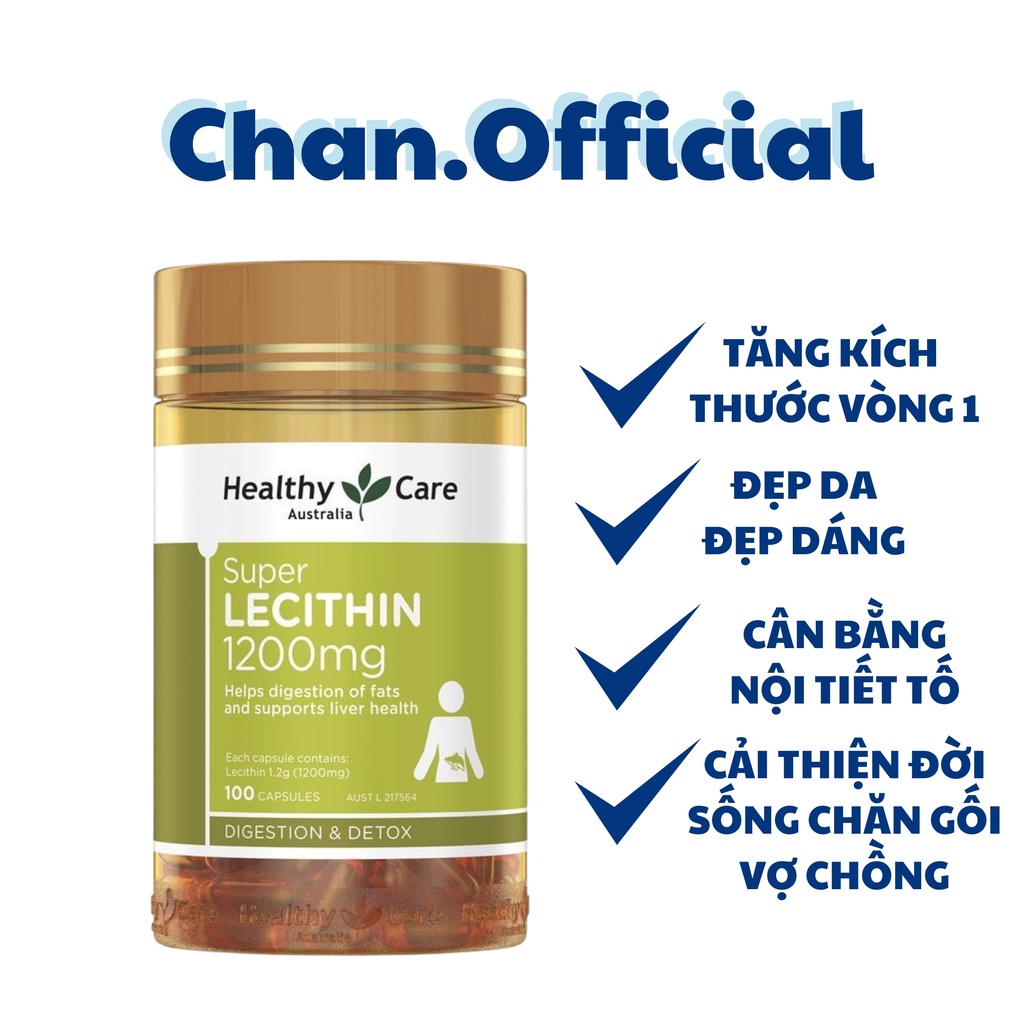 Mầm đậu nành tăng vòng 1 Healthy Care Super Lecithin tăng cường sinh lý nữ đào thải độc tố cân bằng nội tiết tố