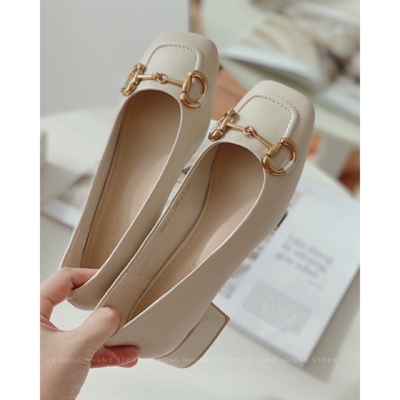 🛍🛍🛍Giày mũi vuông da lì 3p khoá GC fuji hàng VNXK