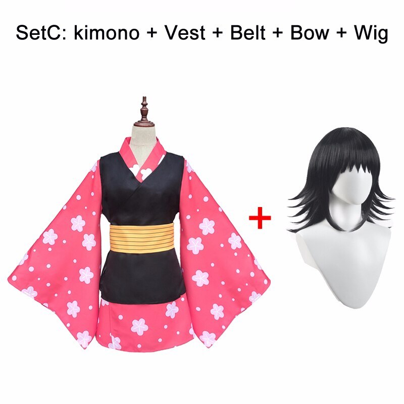 COSER KING Anime Demon Slayer Kimetsu no Yaiba Makomo kanao shinobu kochou nezuko Cosplay Costume Women Mens Kimono Hair