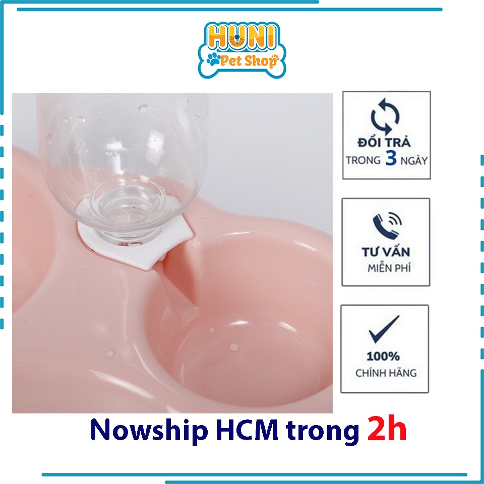 Khay ăn có bình nước tự động chén ăn cho chó mèo tiện lợi, dễ dùng - Huni petshop