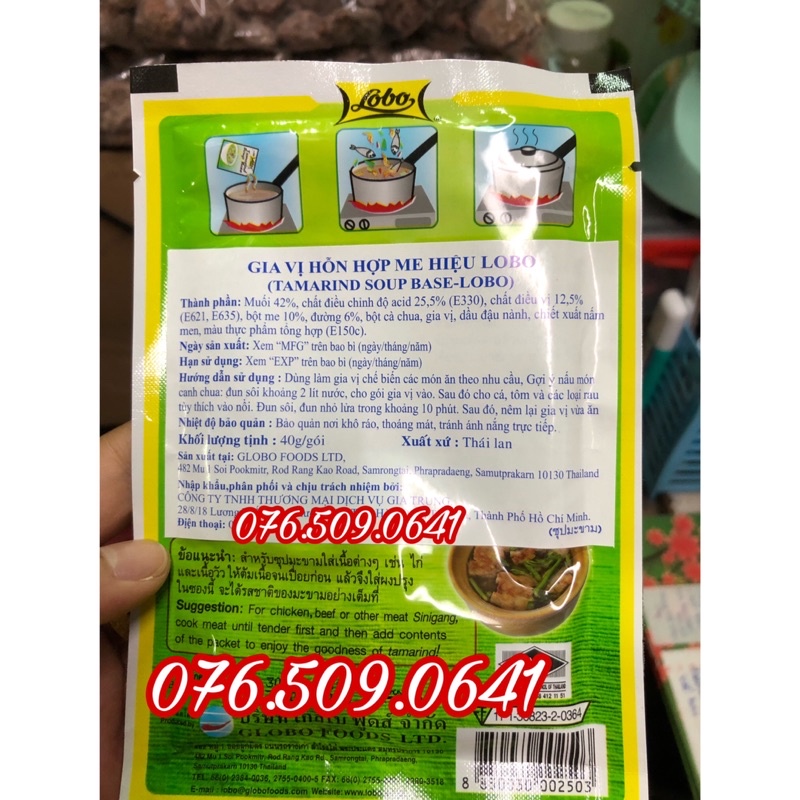 Bột me Thái Lan Lobo 1 lốc 10 gói 40gram