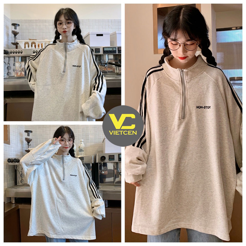 Áo nỉ Unisex NONSTOP áo Sweater dài tay Hàn Quốc_VIETCEN