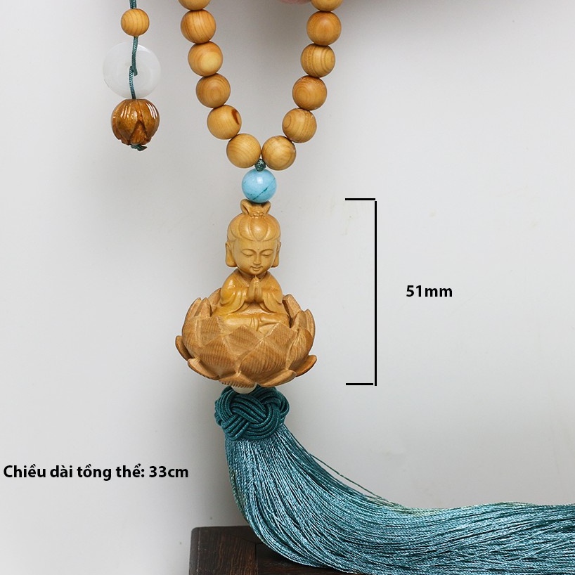 Dây treo xe ô tô phong thủy hình Phật gỗ - Dây treo xe Phật Quan Âm bình an, may mắn - Hiên Nhà