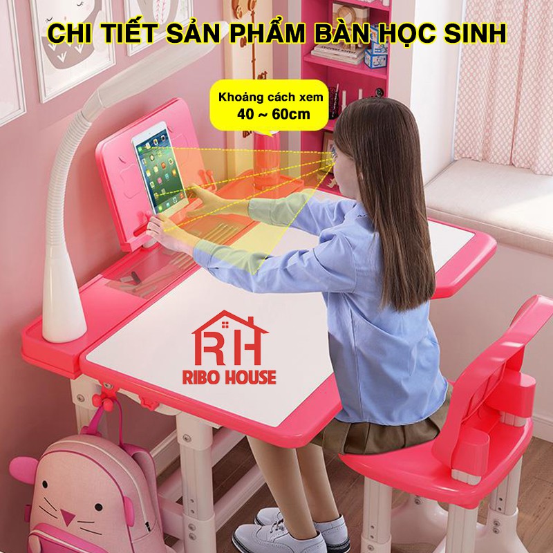 [SIZE 80cm + TẶNG ĐÈN] Bàn học sinh trẻ em RIBO HOUSE bộ bàn học chống gù, chống cận, điều chỉnh độ cao cho bé RIBO138 | BigBuy360 - bigbuy360.vn