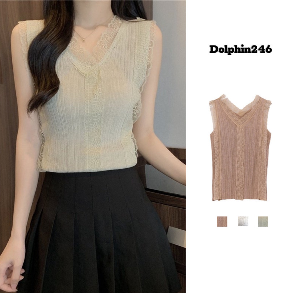 Áo Sơ Mi công sở Nữ Ren Kiểu Hàn Quốc Sát nách Hottrend Ulzzang cực xinh N-8