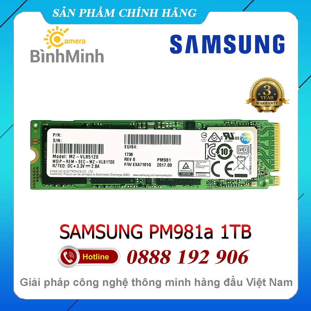 Ổ Cứng SSD 256GB Samsung PM981 NVMe M2 PCIe Gen3 x4 2280 - Bảo Hành 3 Năm (Like New)