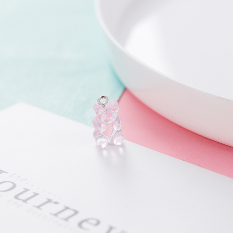 Set 10 Móc Khóa Điện Thoại Trong Suốt Hình Gấu Đáng Yêu